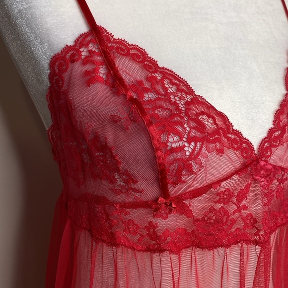 Victoria's Secret Red Lace Chemise with Ruffle Hem - Picture 8 of 8